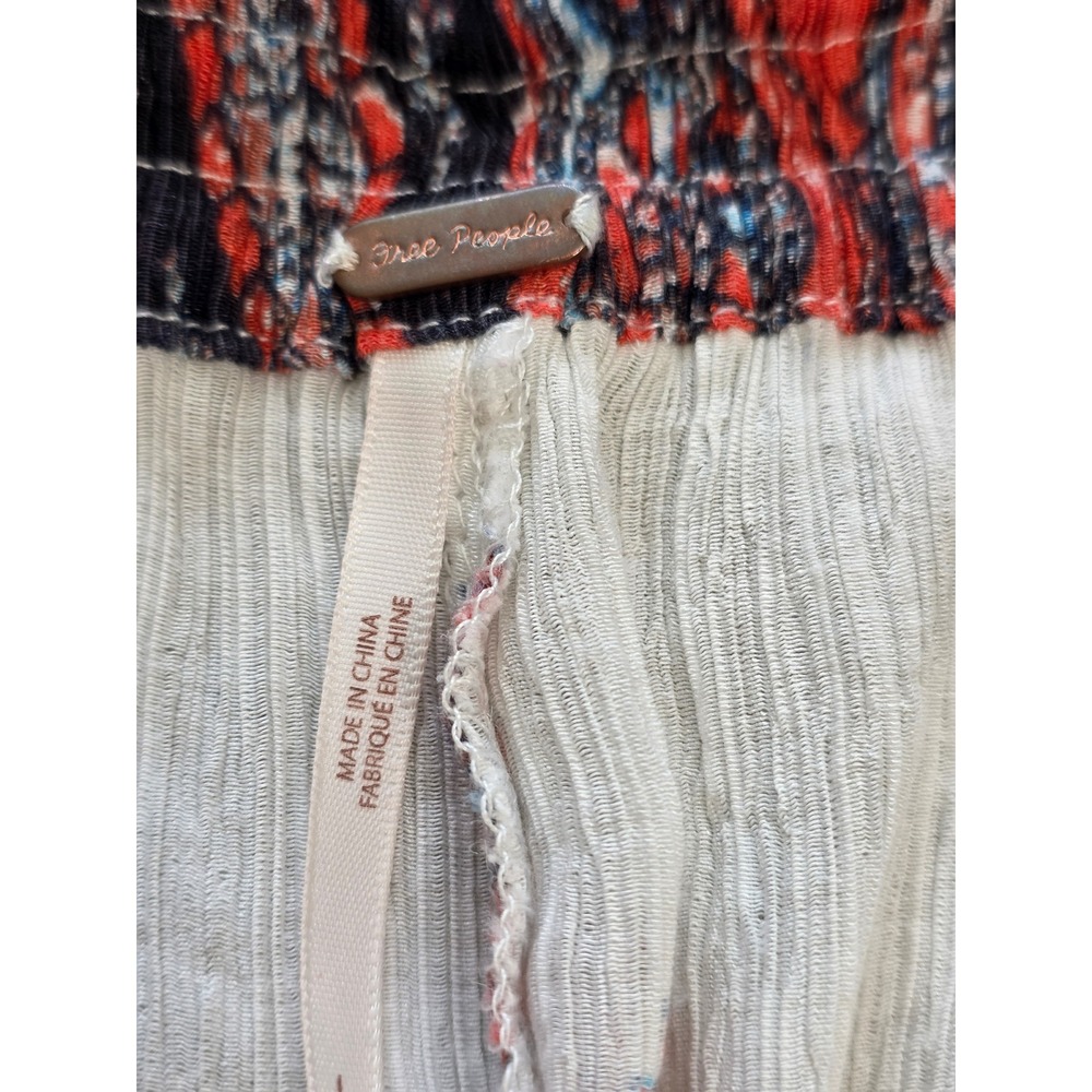 Free People Boho Paisley Wide Leg Palazzo Pants Red Blue Cream Gauze Large - Picture 9 of 10